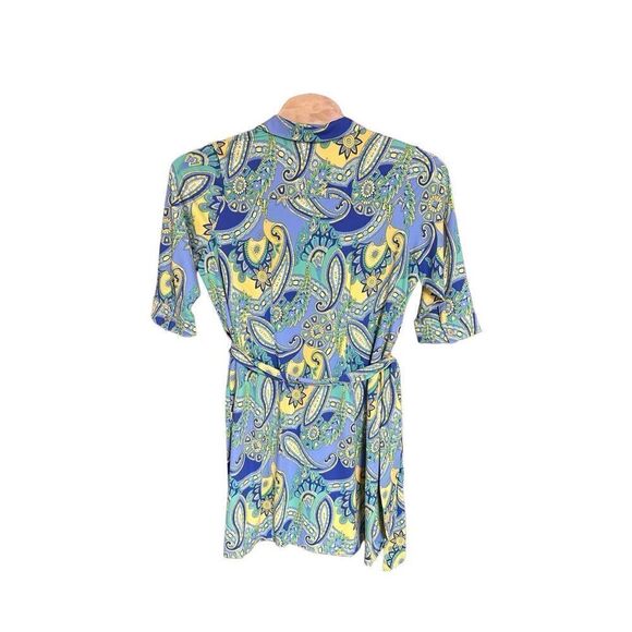 Talbots 2xP Belted Paisley Yellow and Blue Dress NWT - Picture 2 of 6